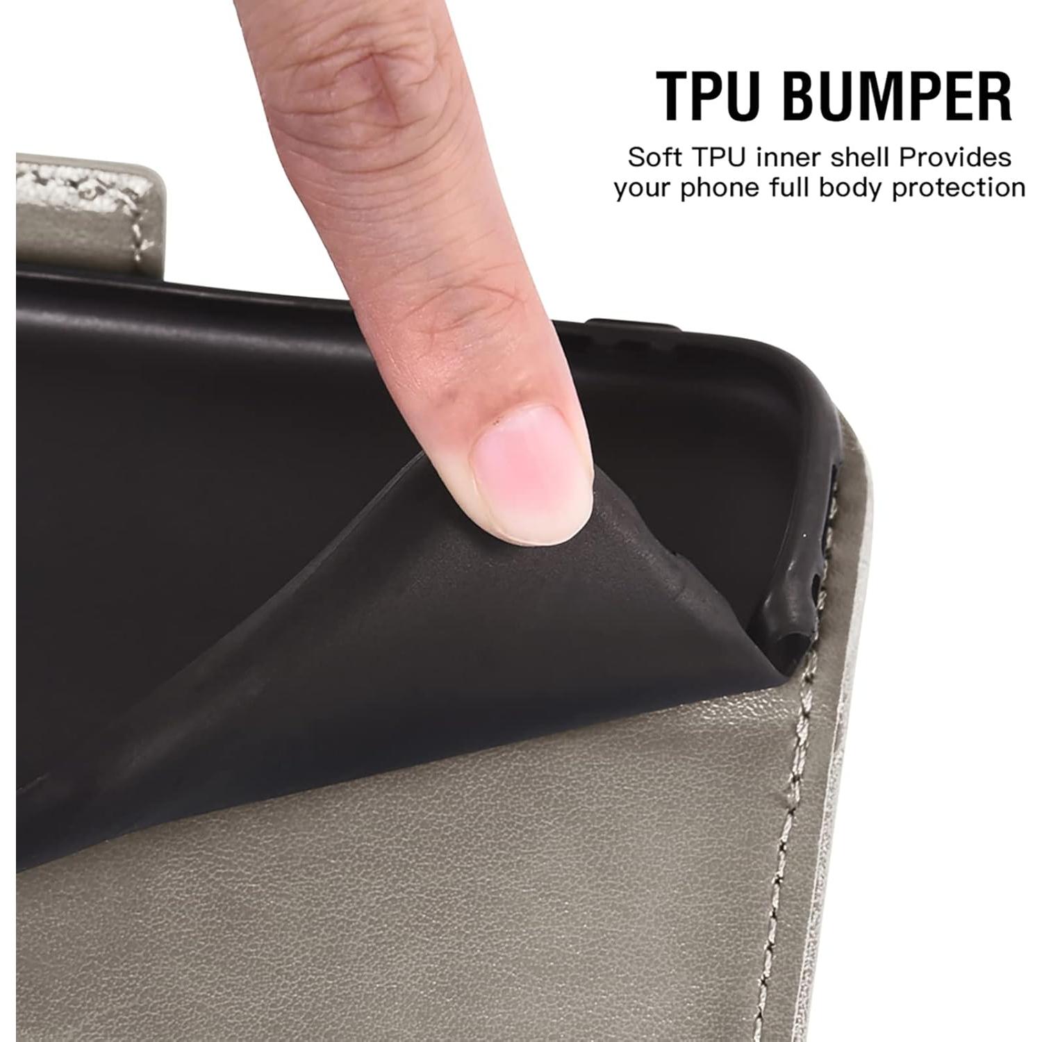 Funda Asuwish para Google Pixel 7A 5G con tapa y soporte gris