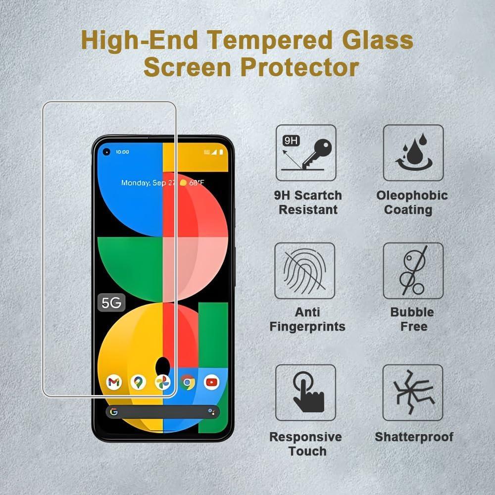 Protector de Pantalla Vidrio Templado ENGFYADSY para Google Pixel 5A