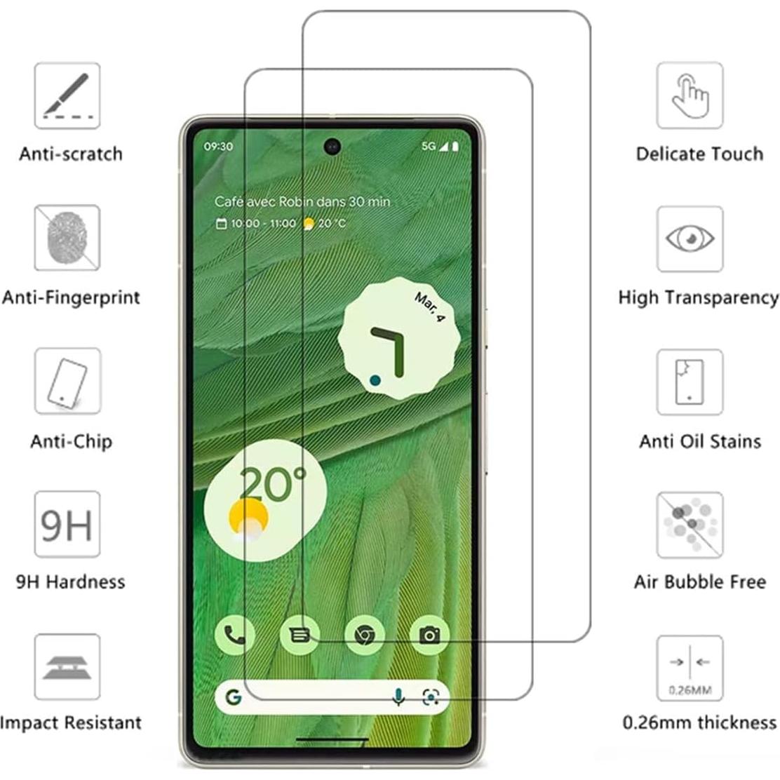 Protector de Pantalla VIESUP para Google Pixel 7 - 2 Pack HD 9H