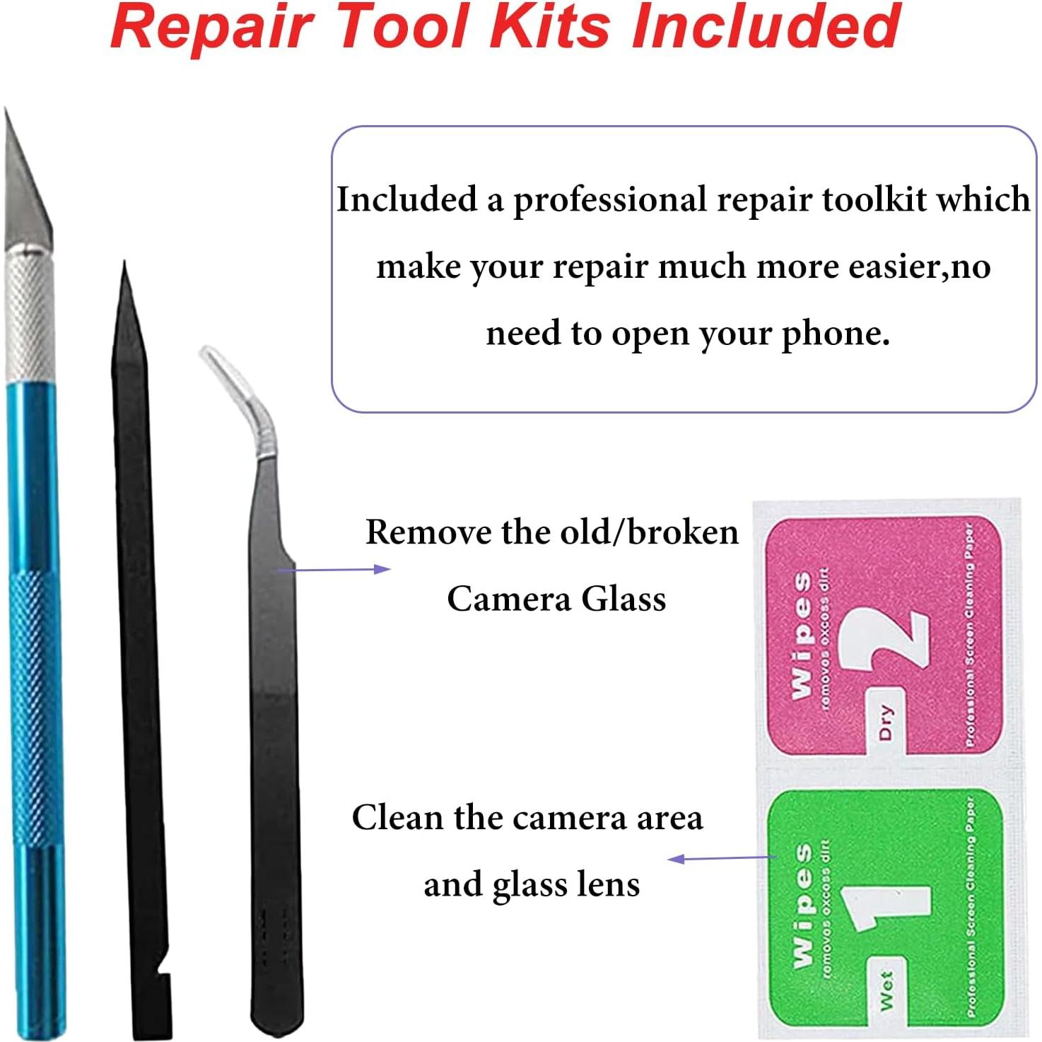 For Pixel 9 Pro XL Back Rear Camera Glass Lens Replacement Compatible with Google Pixel 9 Pro XL Camera Lens Glass with Adhesive Pre-Installed and Repairing Toolkits