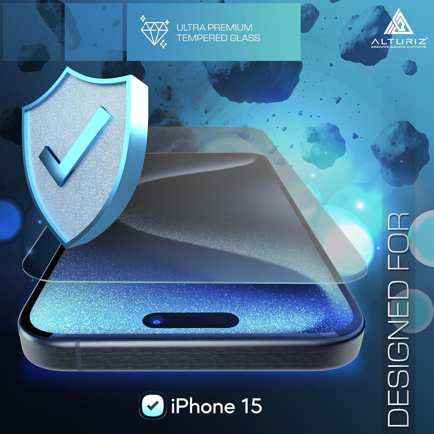 ALTURIZ Protectores de Pantalla y Lente para iPhone 15 - 6 Piezas