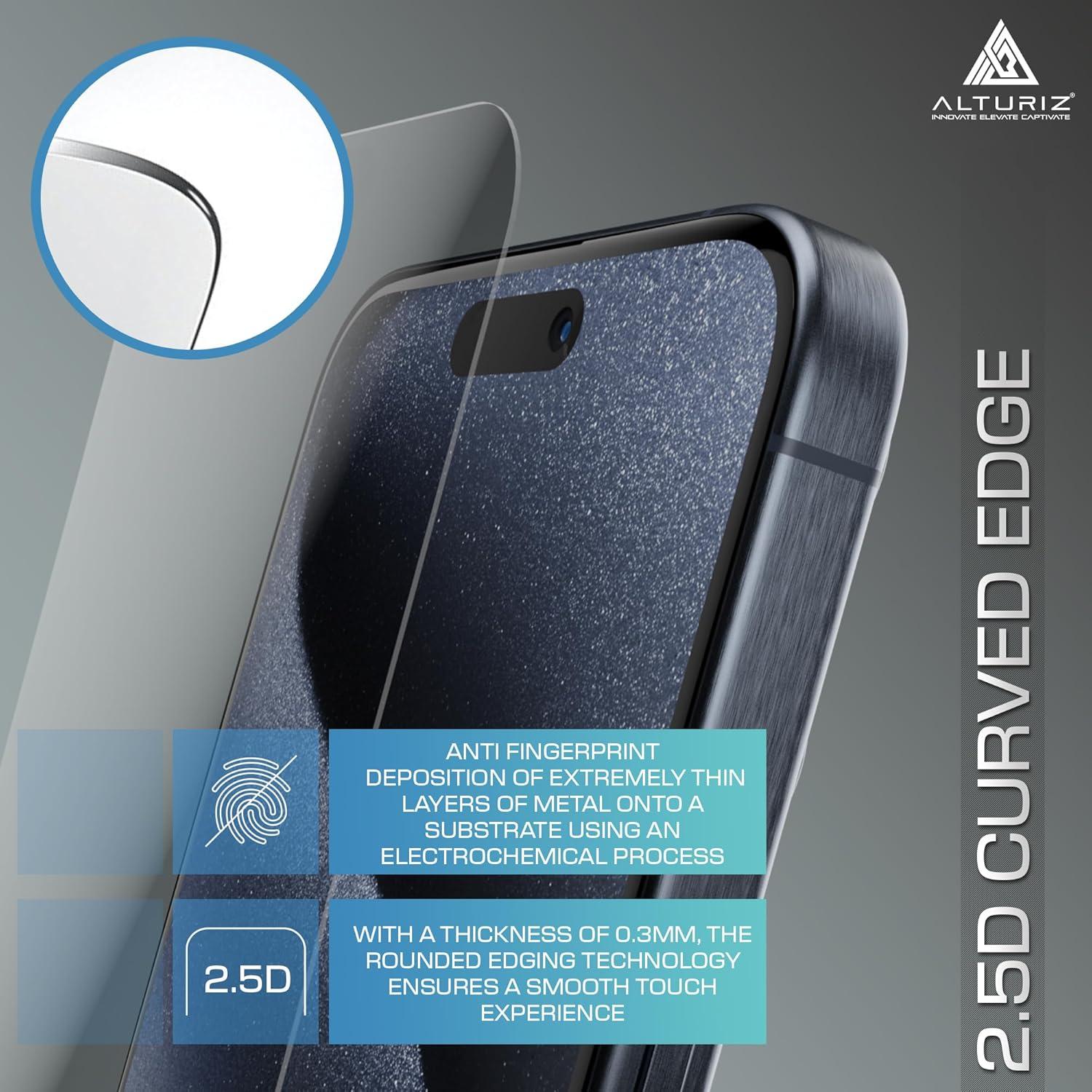 ALTURIZ Protectores de Pantalla y Lente para iPhone 15 - 6 Piezas