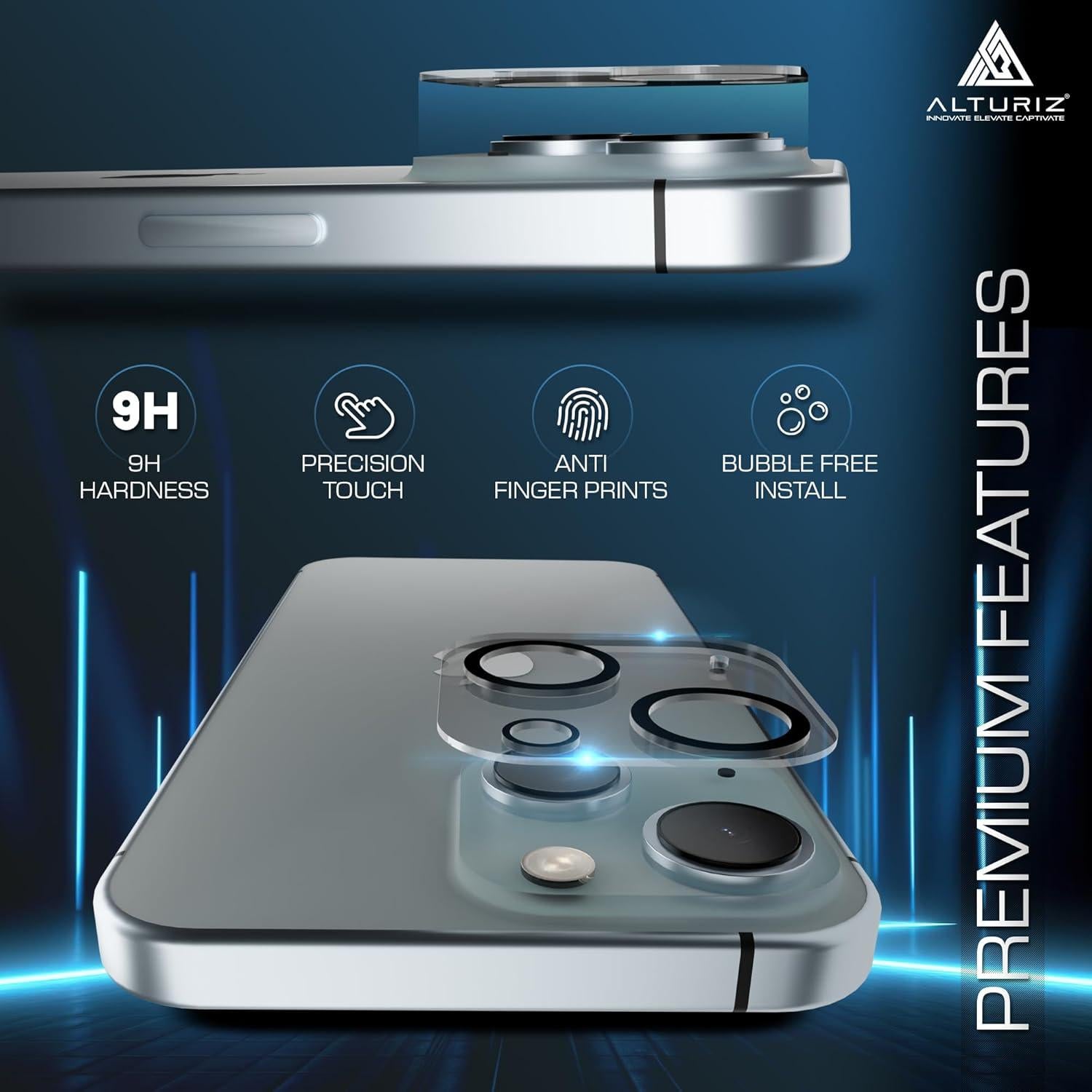 ALTURIZ Protectores de Pantalla y Lente para iPhone 15 - 6 Piezas