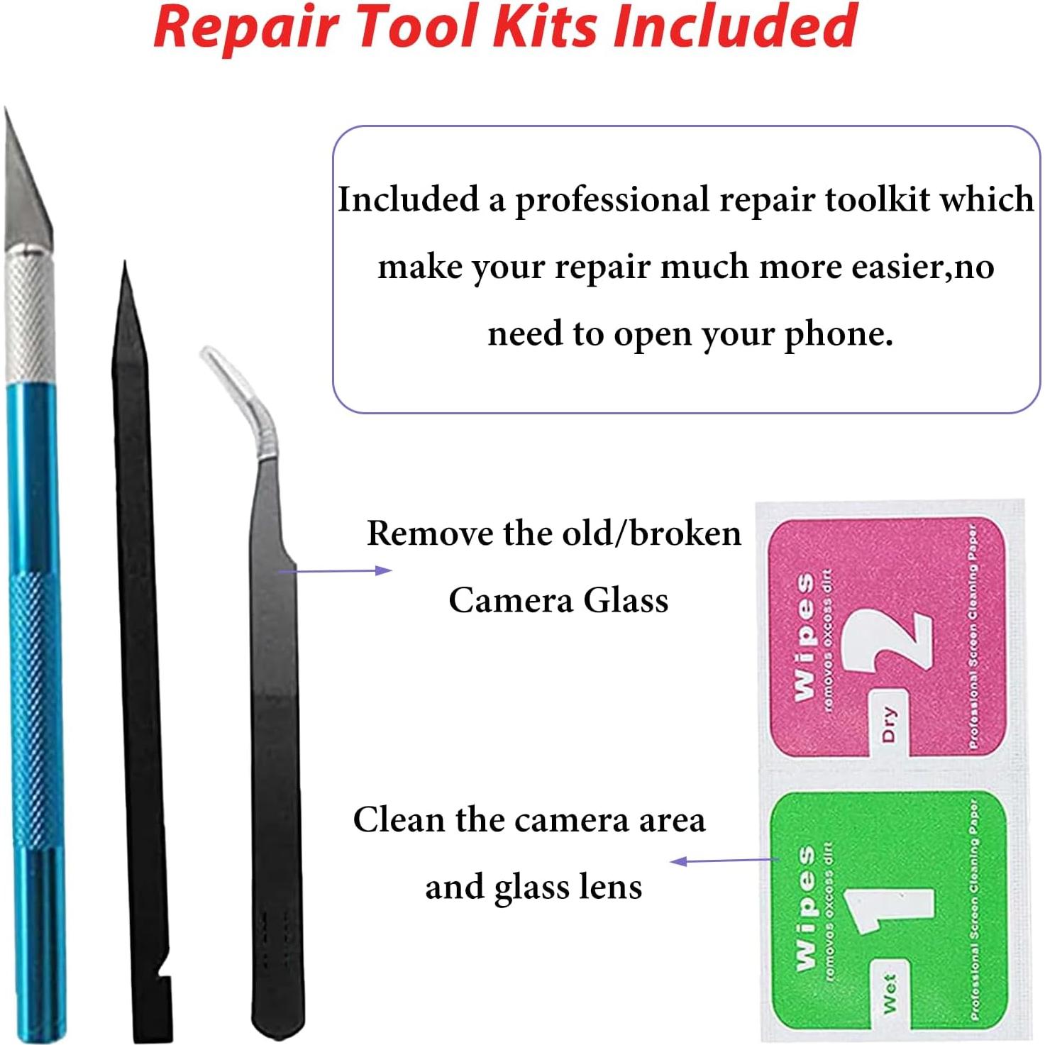 For Pixel 8 Back Camera Glass Lens Replacement Compatible with Google Pixel8 Rear Camera Glass Replacement with Pre-Installed Adhesive and Repairing Toolkits