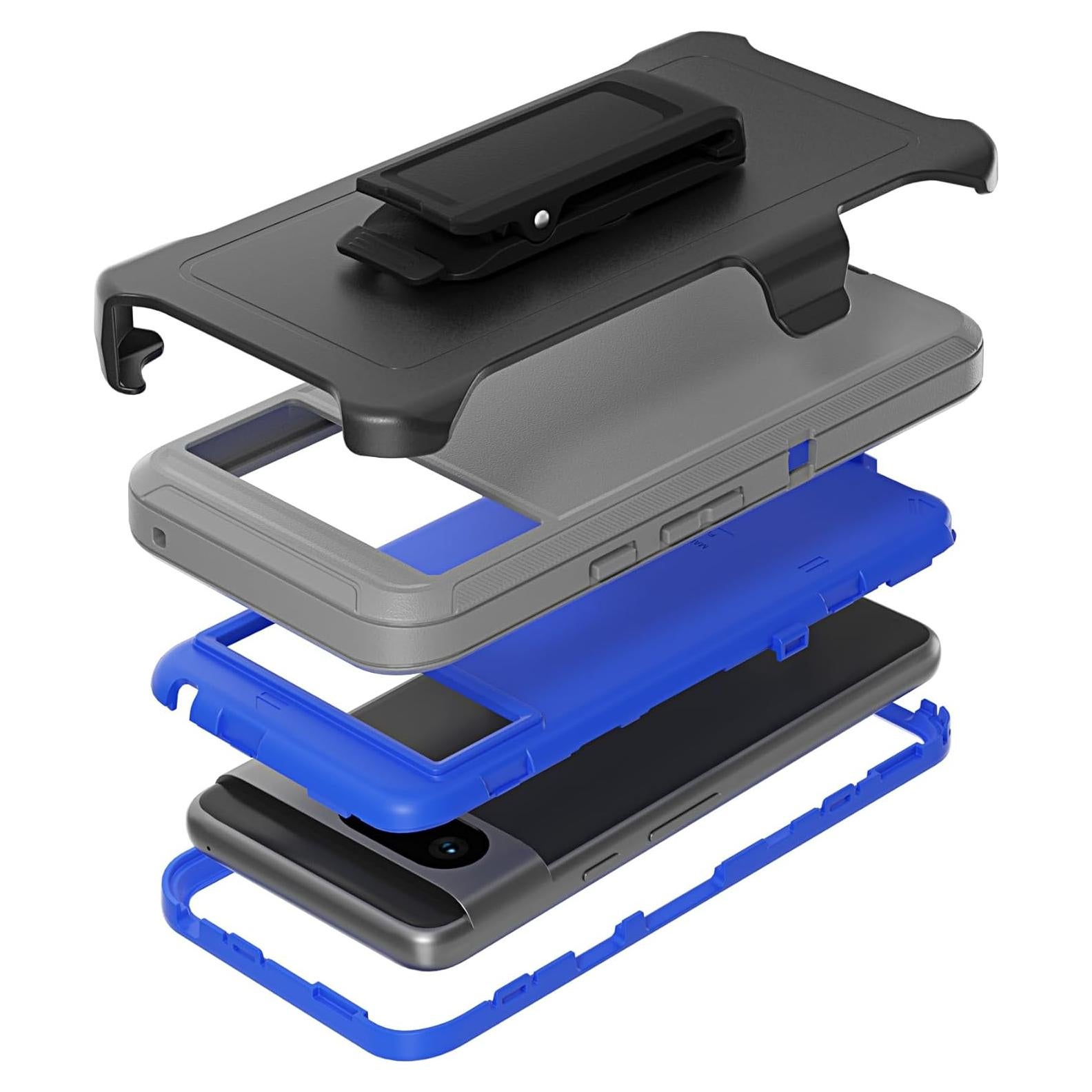 Funda resistente Google Pixel 8 con clip de cinturón gris-azul