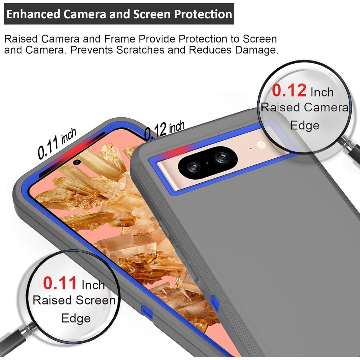 Funda resistente Google Pixel 8 con clip de cinturón gris-azul