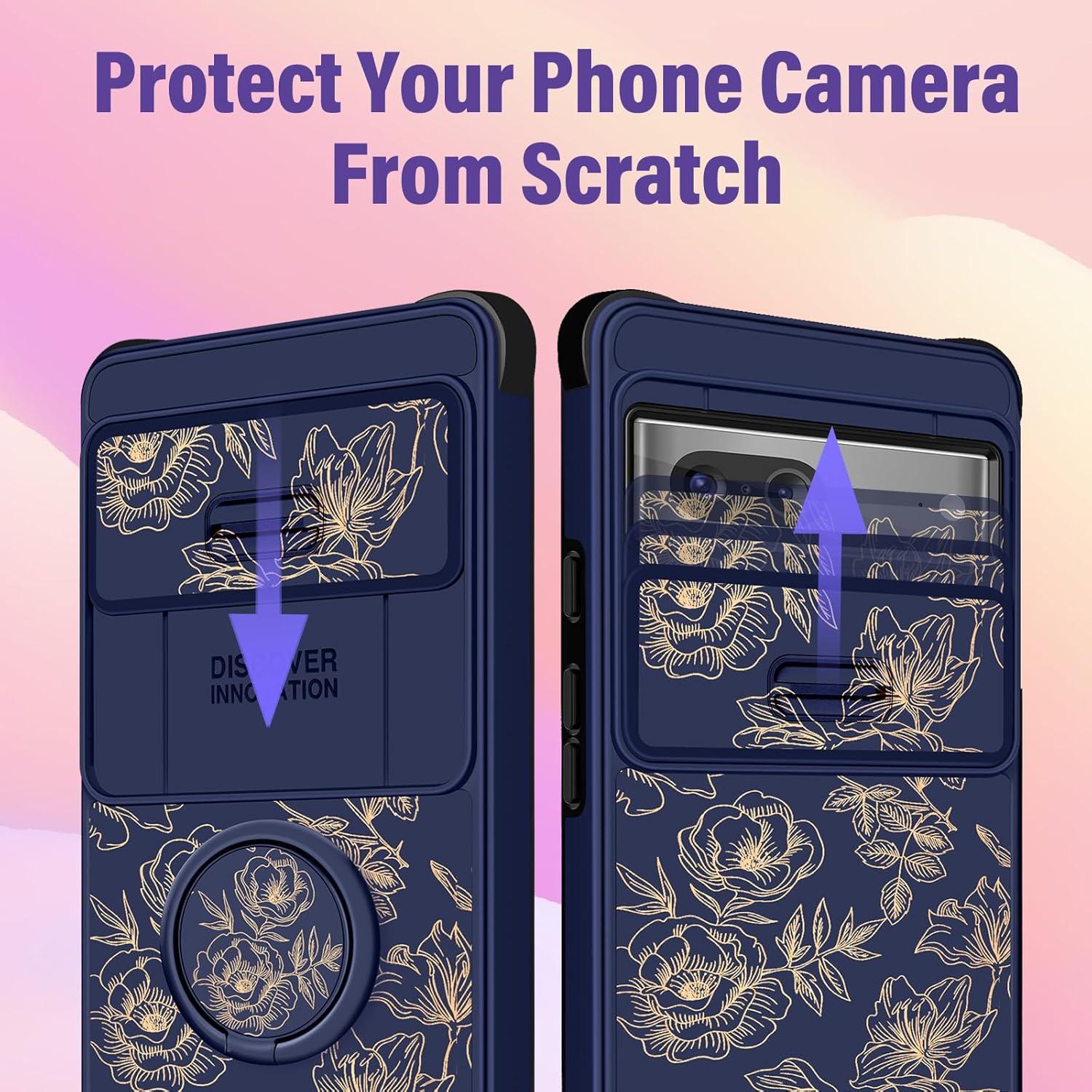 Funda 2 en 1 para Google Pixel 7 Funermei Floral Dorada