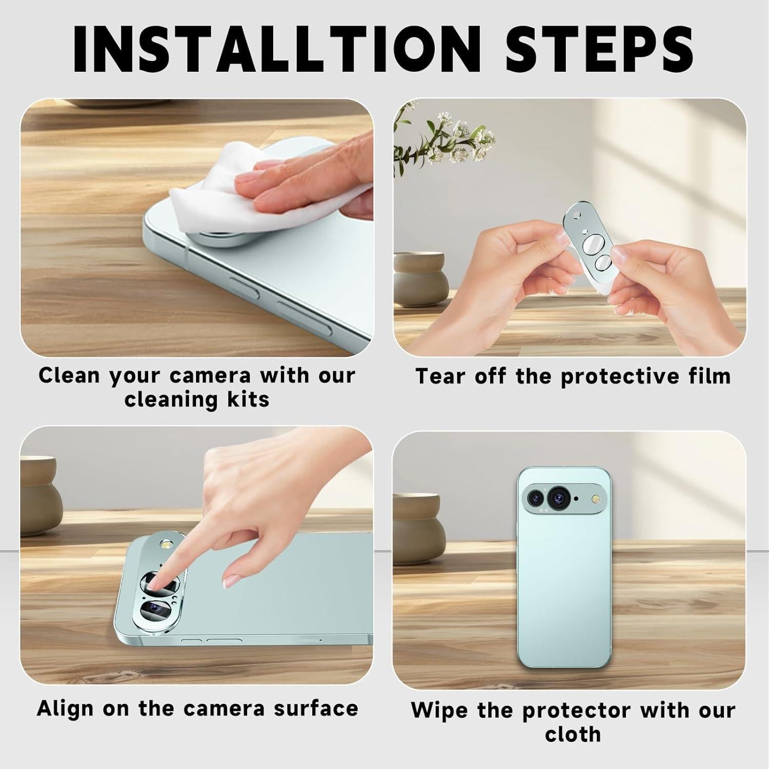 Protector de Lente de Cámara Google Pixel 9 - 2 Unidades Vidrio Templado