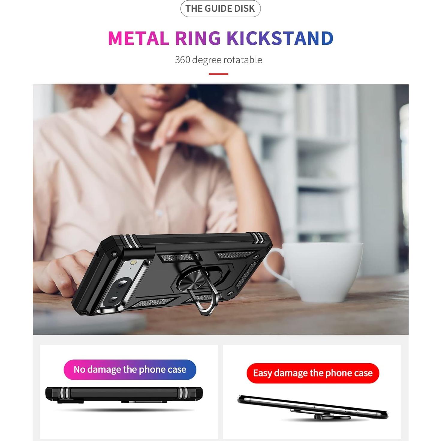 Funda de Grado Militar para Google Pixel 8A - Resistente a Golpes con Soporte 360°