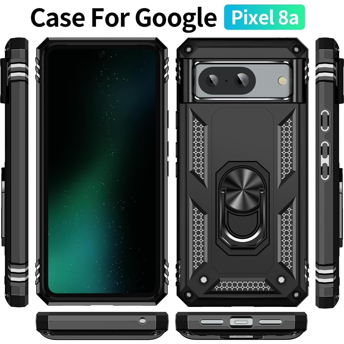 Funda de Grado Militar para Google Pixel 8A - Resistente a Golpes con Soporte 360°