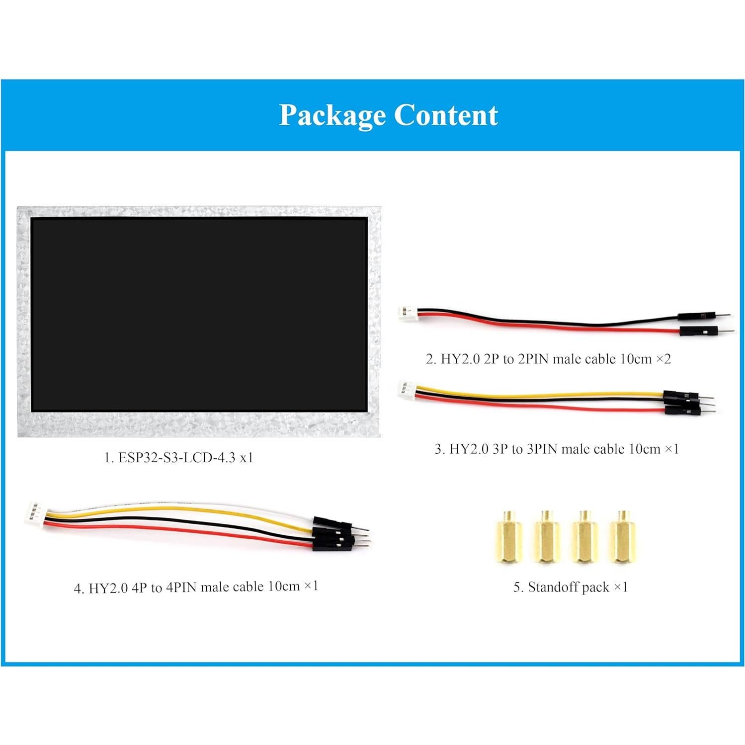 Placa de Desarrollo UeeKKoo ESP32-S3 4.3" LCD 800x480 Sin Táctil