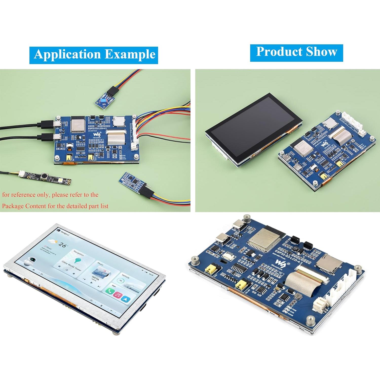 Placa de Desarrollo UeeKKoo ESP32-S3 4.3" LCD 800x480 Sin Táctil