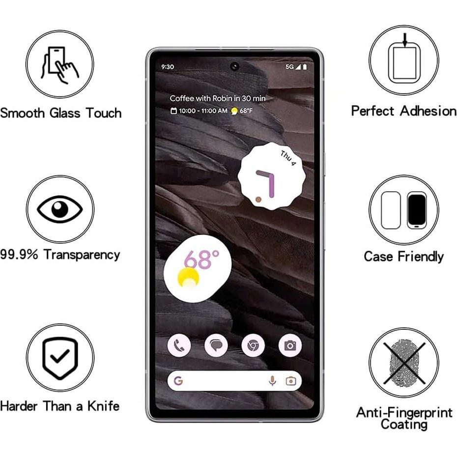 Protector de Pantalla HYGAMOCC para Google Pixel 7A Vidrio Templado 9H
