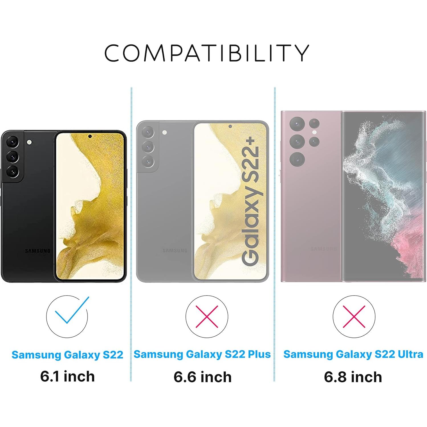 Inskin Case-Friendly Tempered Glass Screen Protector, fits Samsung Galaxy S22 5G 6.1 inch. 2-Pack.