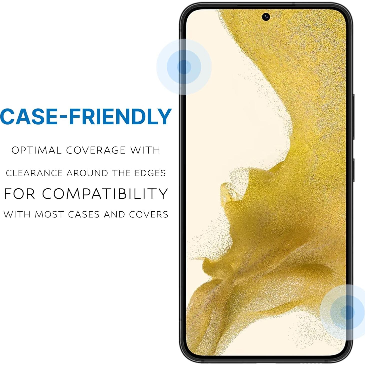 Inskin Case-Friendly Tempered Glass Screen Protector, fits Samsung Galaxy S22 5G 6.1 inch. 2-Pack.