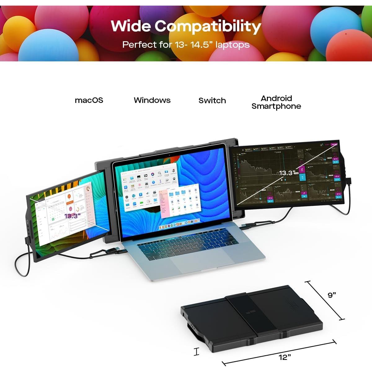 Monitor Portátil Trio Mobile Pixels 13.3" Full HD USB-C