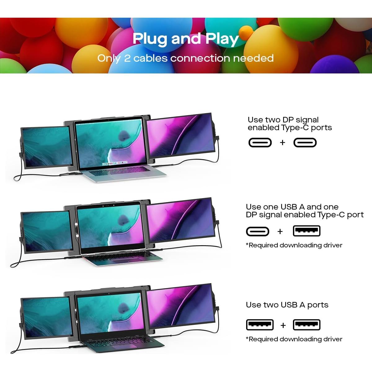 Monitor Portátil Trio Mobile Pixels 13.3" Full HD USB-C