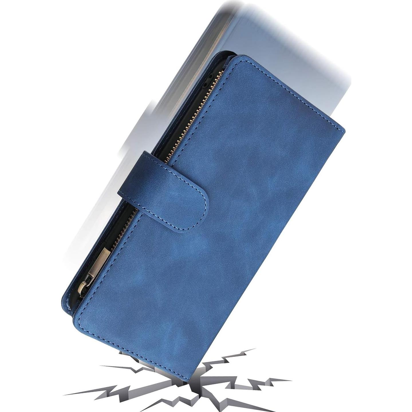 Funda de Cartera Asuwish para Google Pixel 8 Pro Azul con Protector