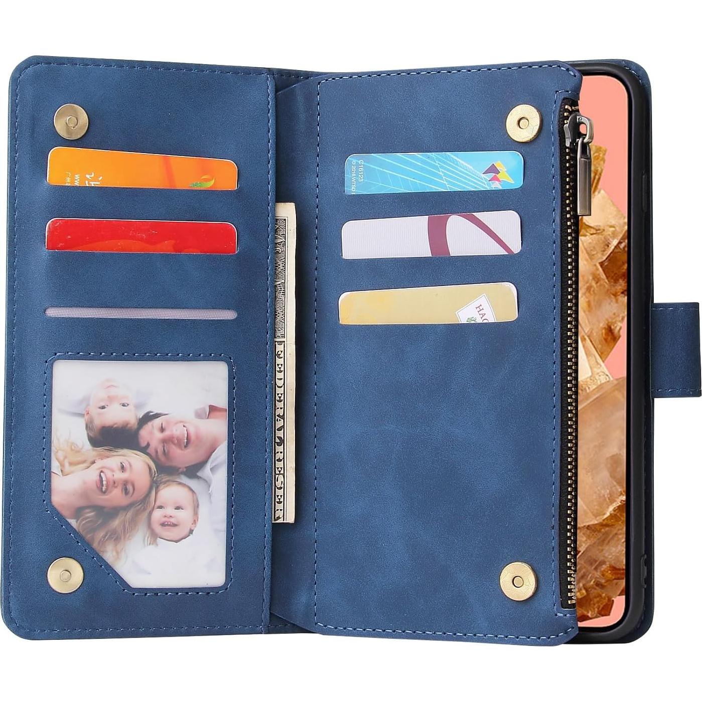 Funda de Cartera Asuwish para Google Pixel 8 Pro Azul con Protector