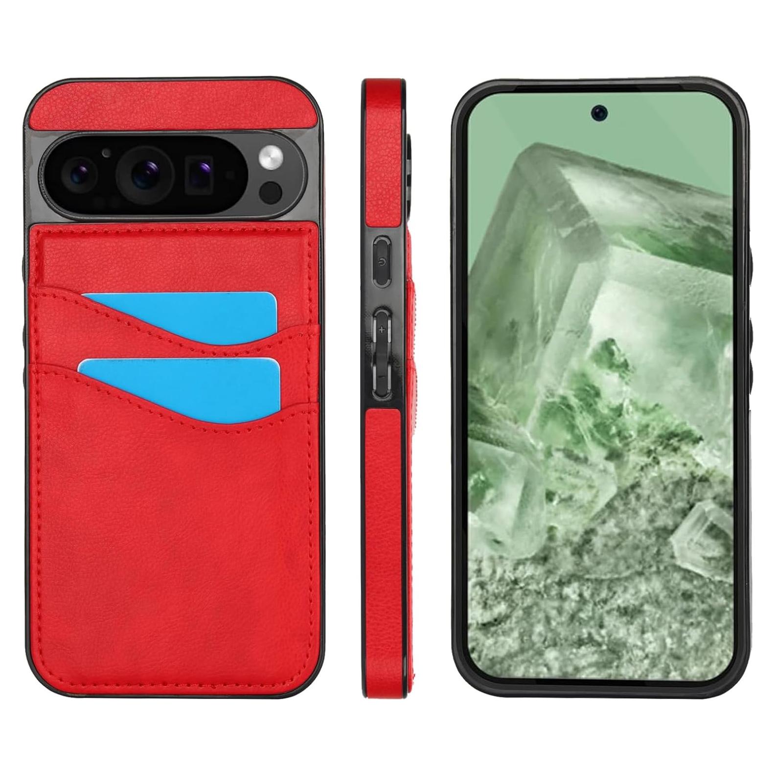 Funda billetera roja SUPWALL para Google Pixel 9 Pro XL