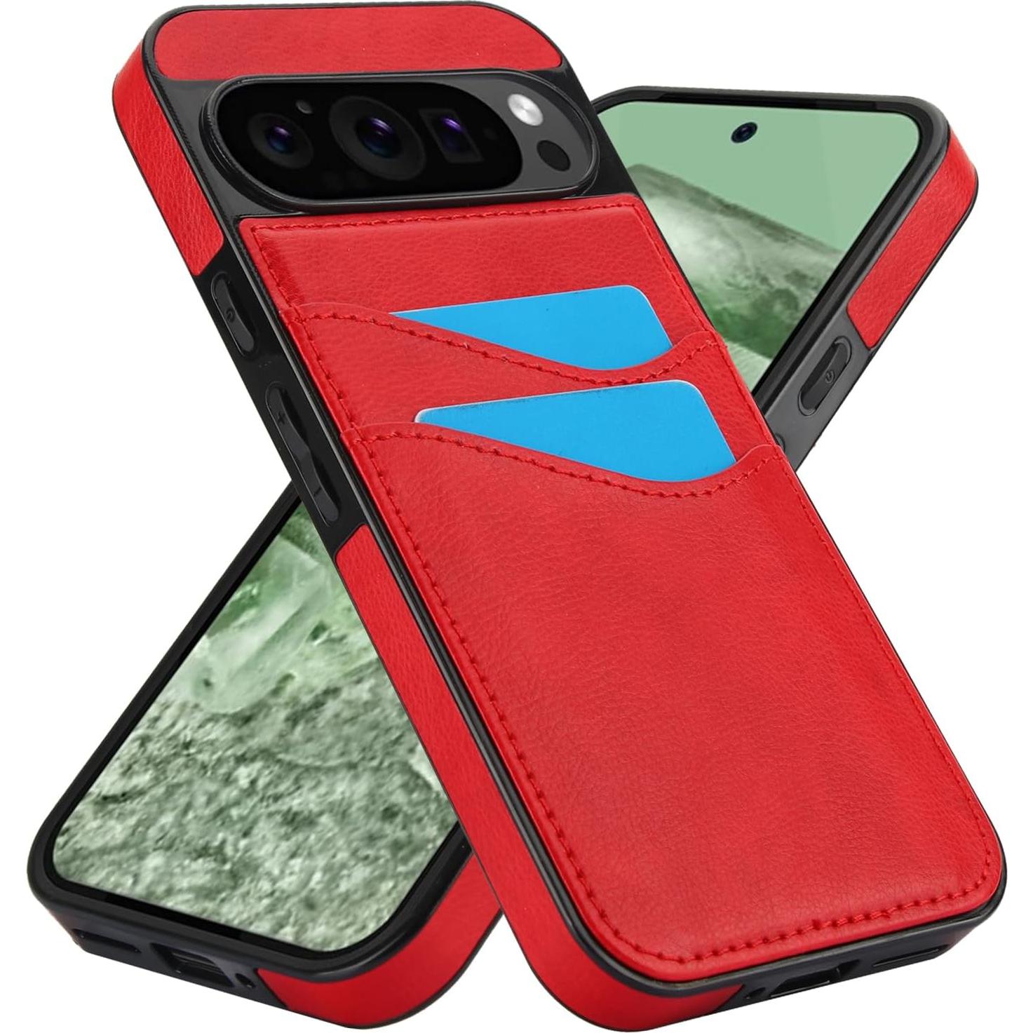 Funda billetera roja SUPWALL para Google Pixel 9 Pro XL