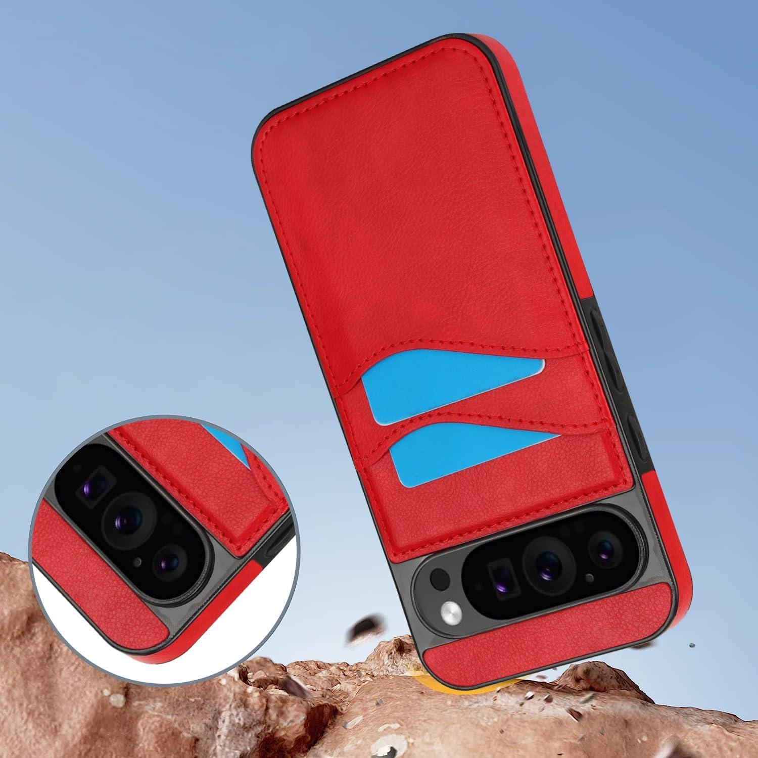Funda billetera roja SUPWALL para Google Pixel 9 Pro XL