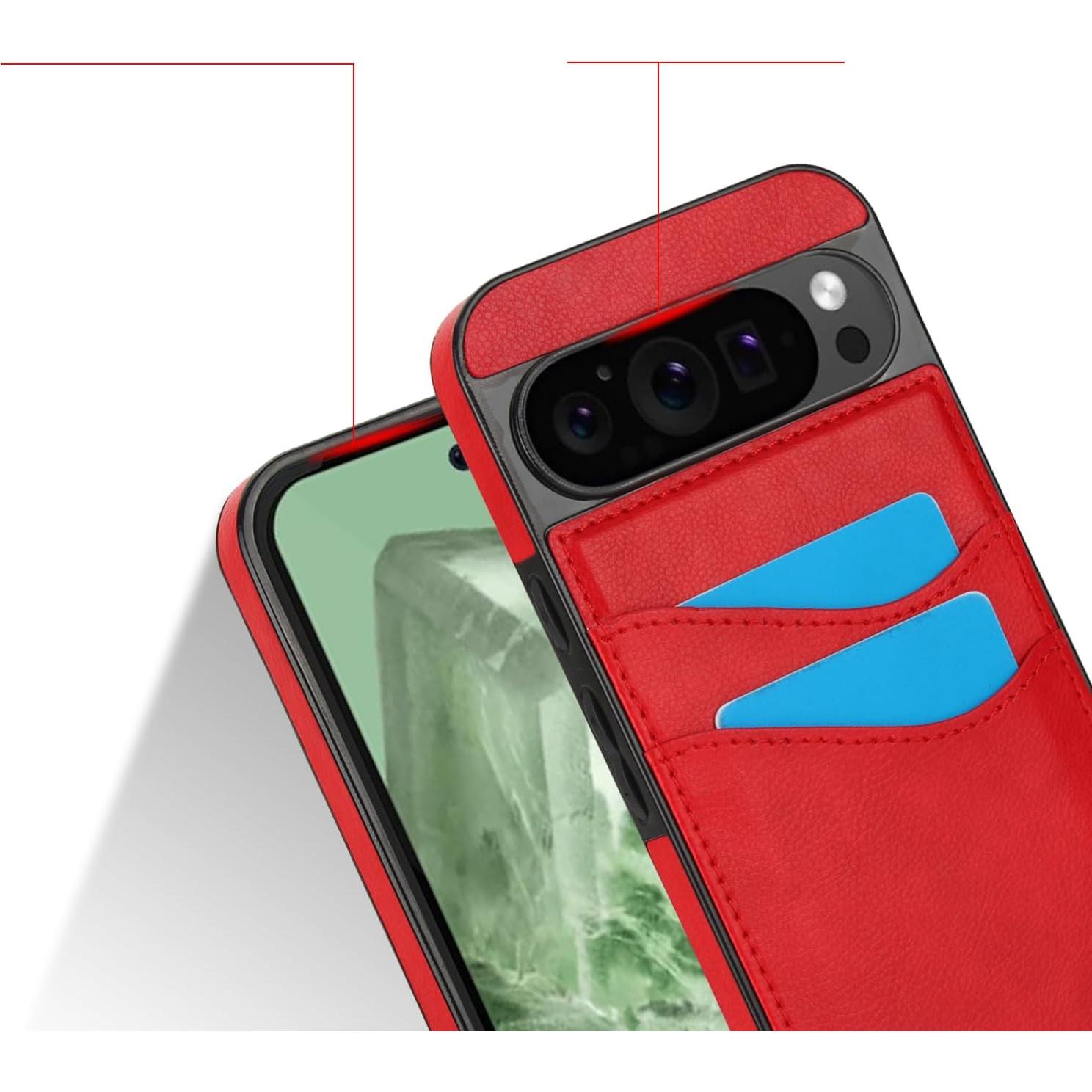 Funda billetera roja SUPWALL para Google Pixel 9 Pro XL