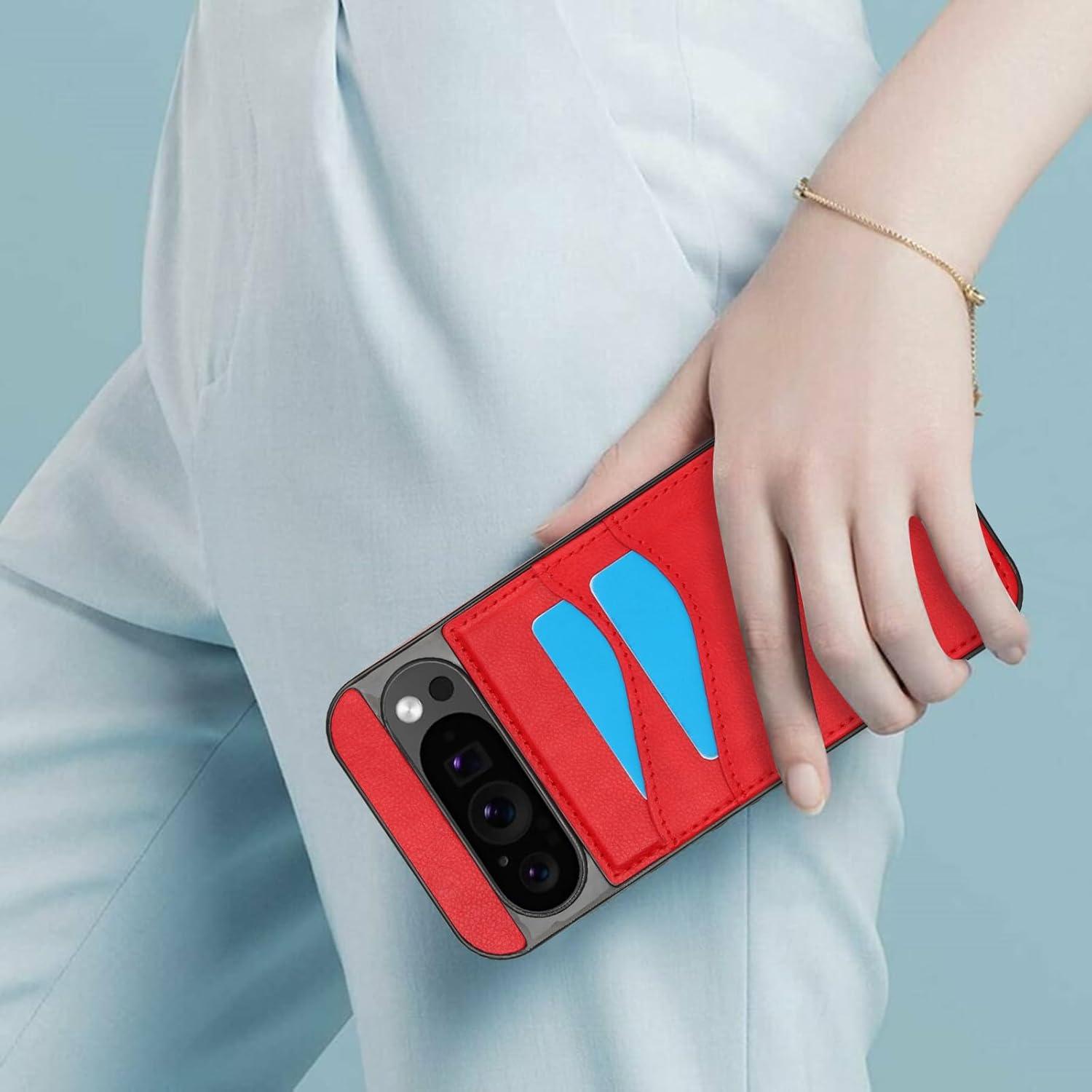 Funda billetera roja SUPWALL para Google Pixel 9 Pro XL