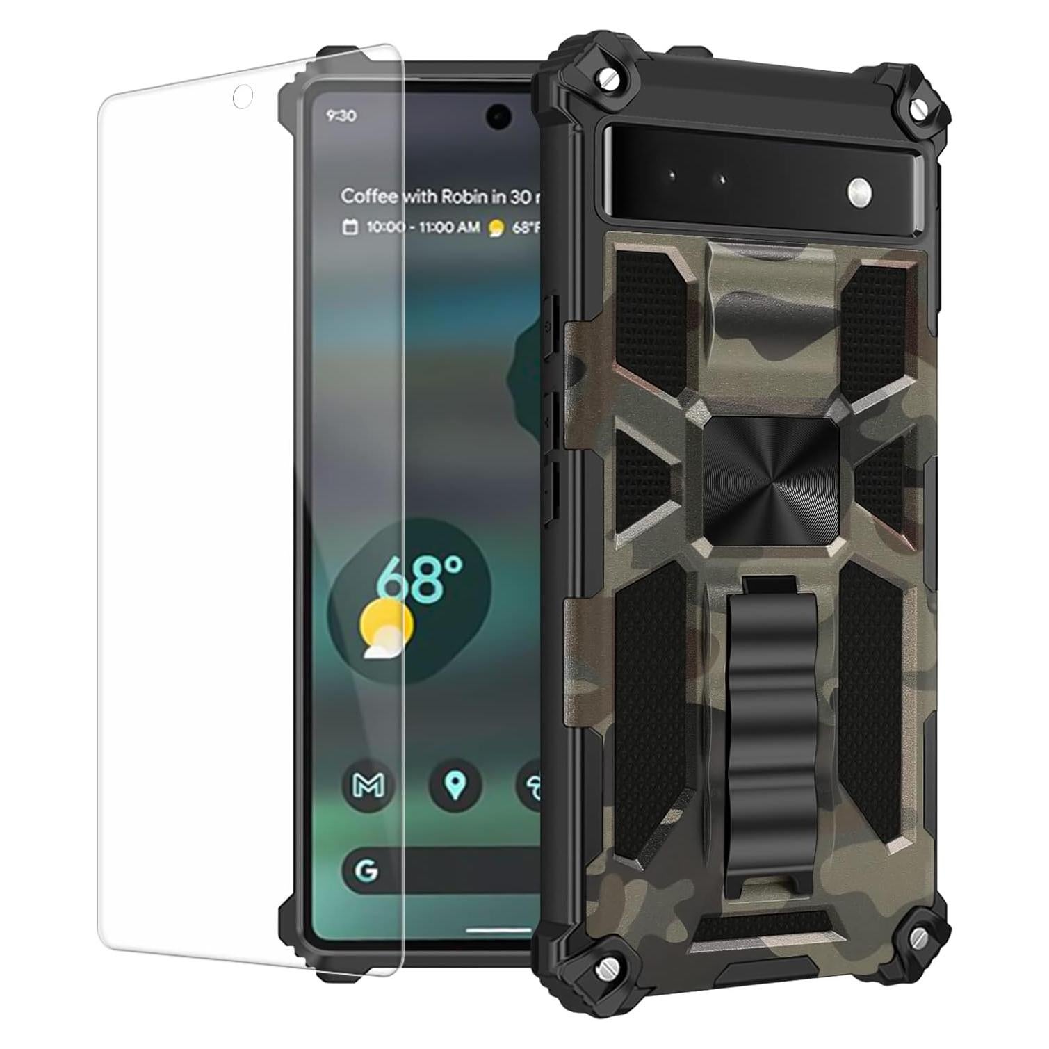 Funda Protectora Lokyoo para Google Pixel 6A con Soporte y Vidrio Templado