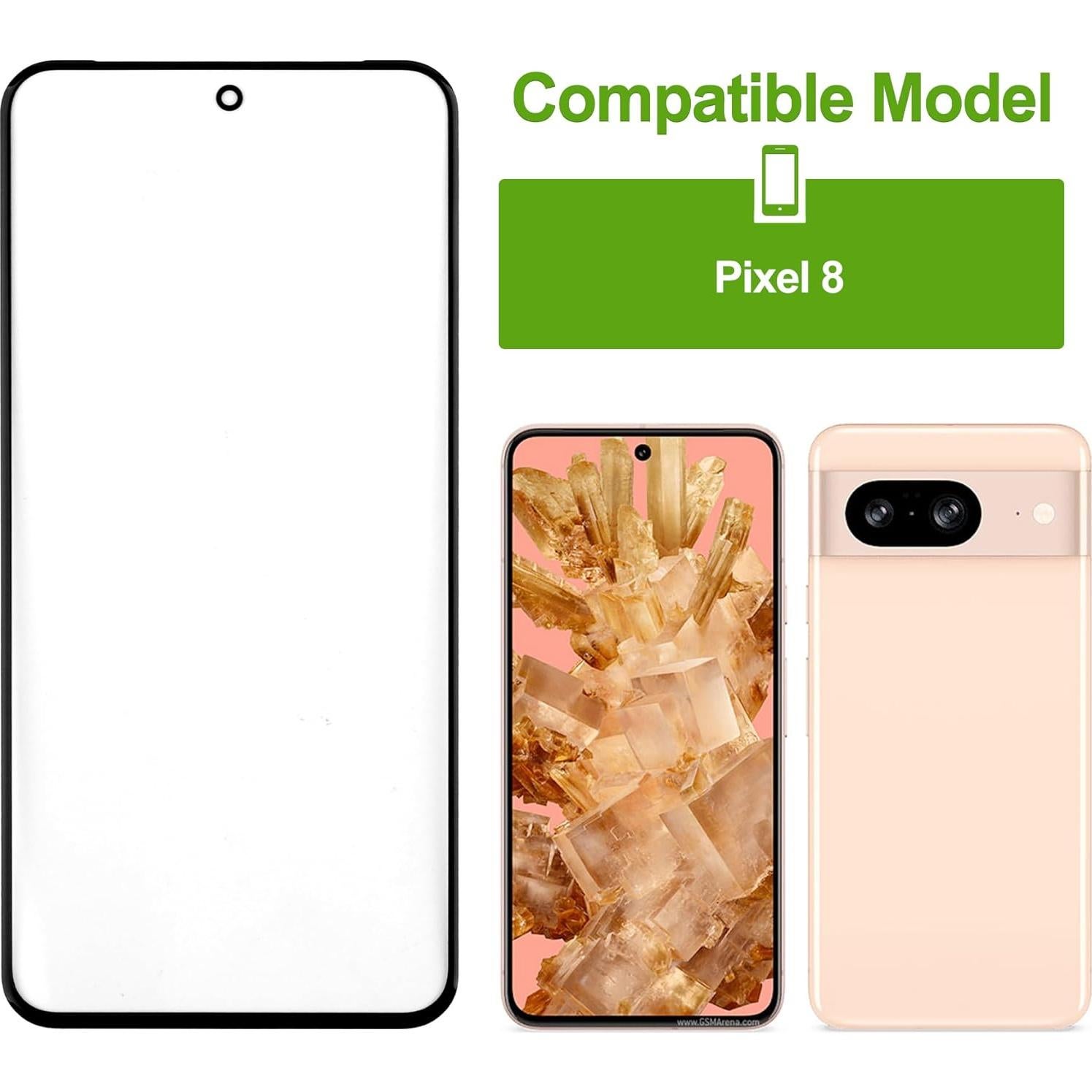 Cristal de Lente Frontal Reemplazo para Pixel 8 con Kit