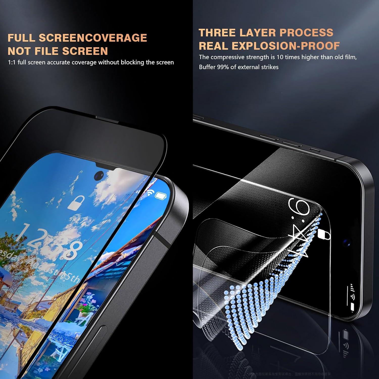 Protector de Pantalla GANGANPRO para Google Pixel 8a 5G HD Negro