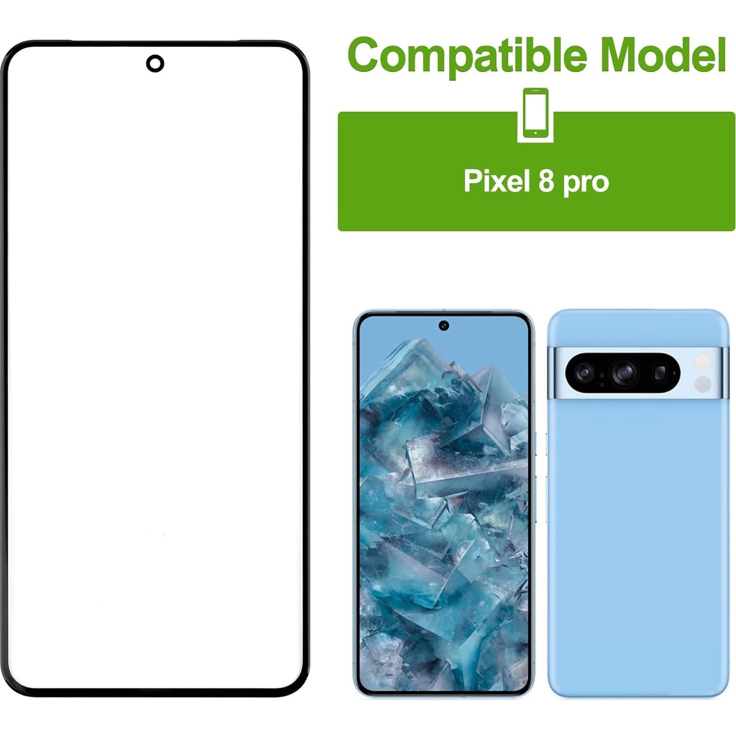 Cristal de Lente Frontal Reemplazo para Pixel 8 Pro - Kit de Herramientas