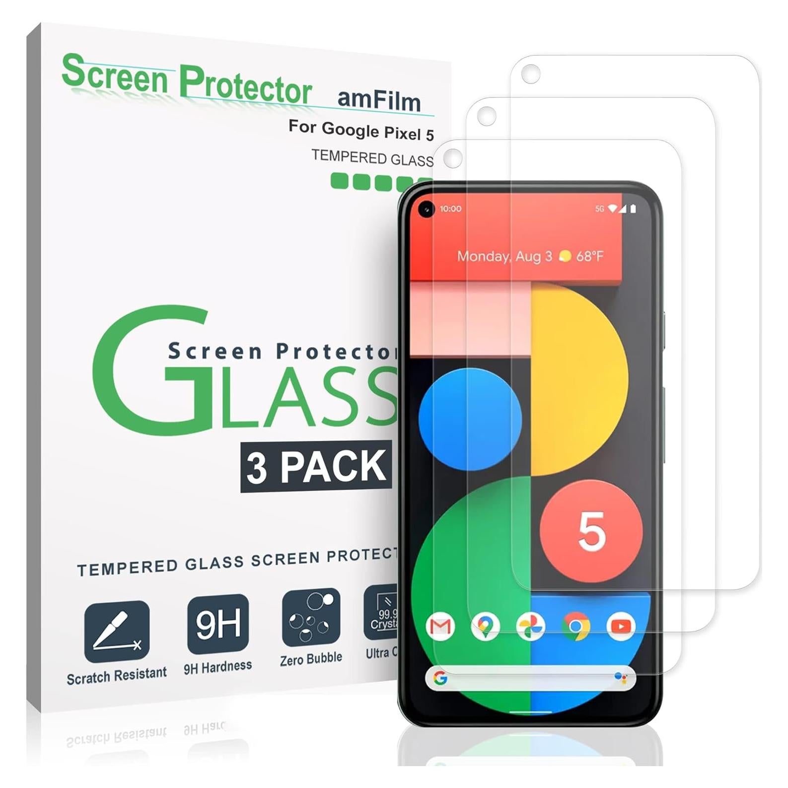 Protector de Pantalla Vidrio Templado amFilm para Google Pixel 5-5G