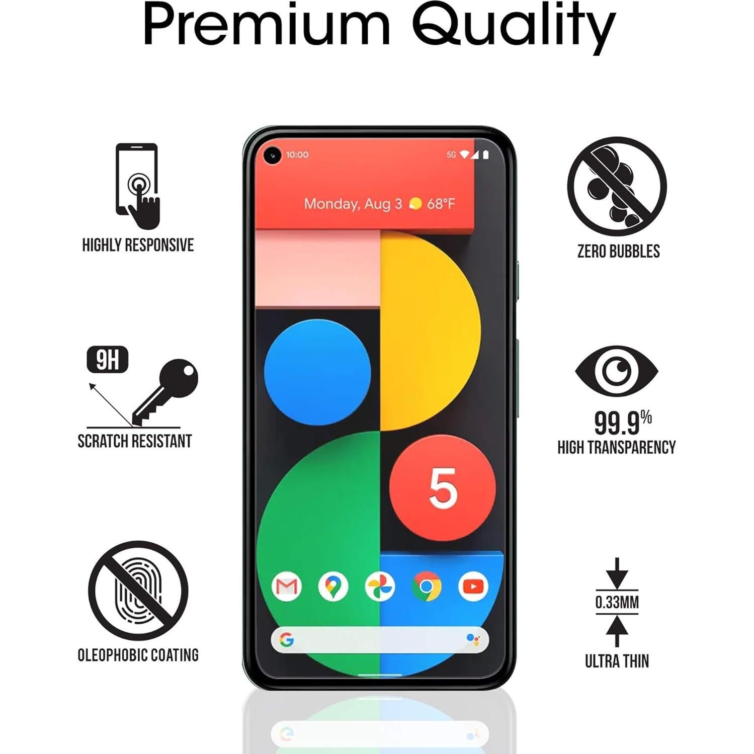 Protector de Pantalla Vidrio Templado amFilm para Google Pixel 5-5G