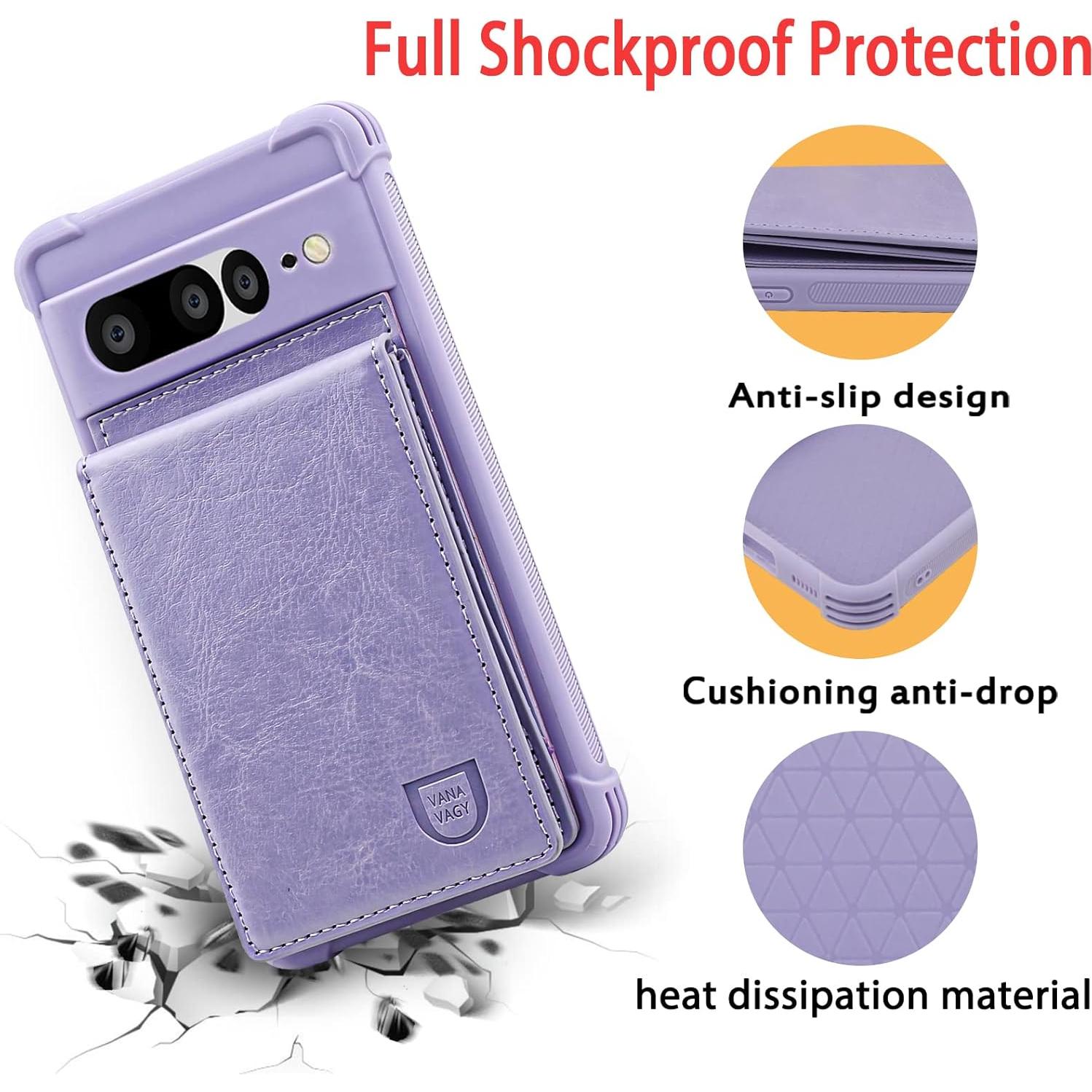 Funda de Cartera VANAVAGY para Google Pixel 7 Pro Púrpura