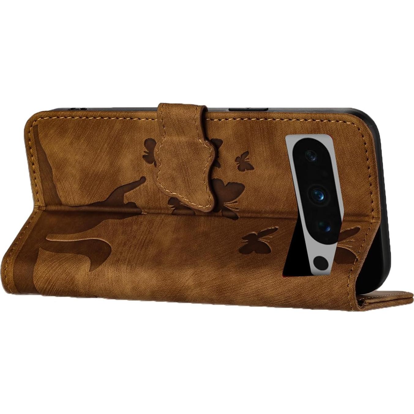 Funda Flip Google Pixel 8 Pro 6.7" PU Cuero Marrón con Soporte