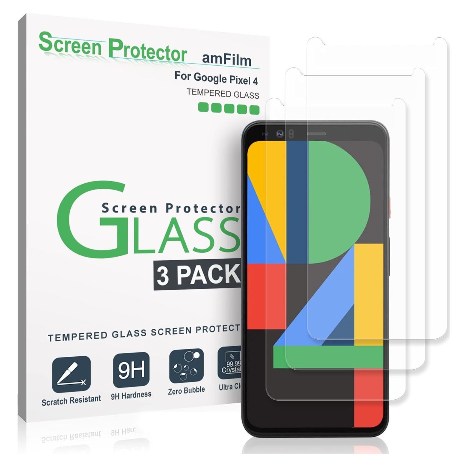 Protector de Pantalla de Vidrio Templado amFilm para Google Pixel 4 - Paquete de 3