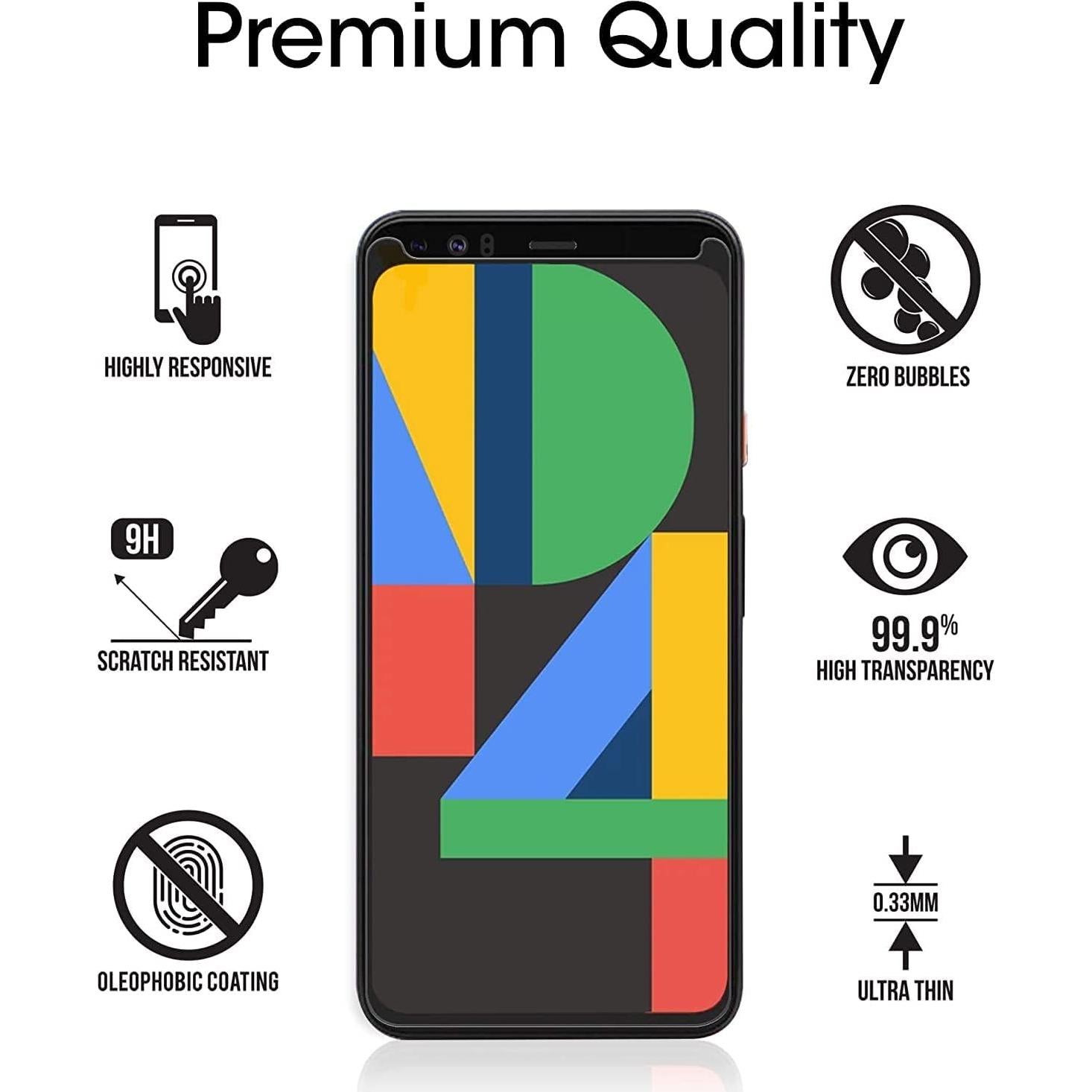 Protector de Pantalla de Vidrio Templado amFilm para Google Pixel 4 - Paquete de 3