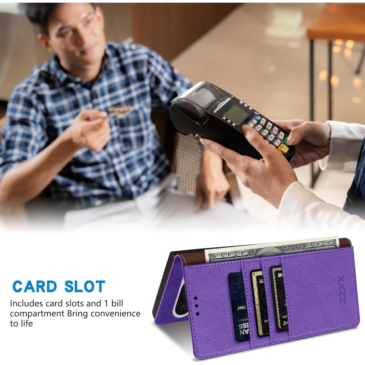 Funda Cartera ZZXX para Google Pixel 9/9 Pro 6.3" RFID Púrpura