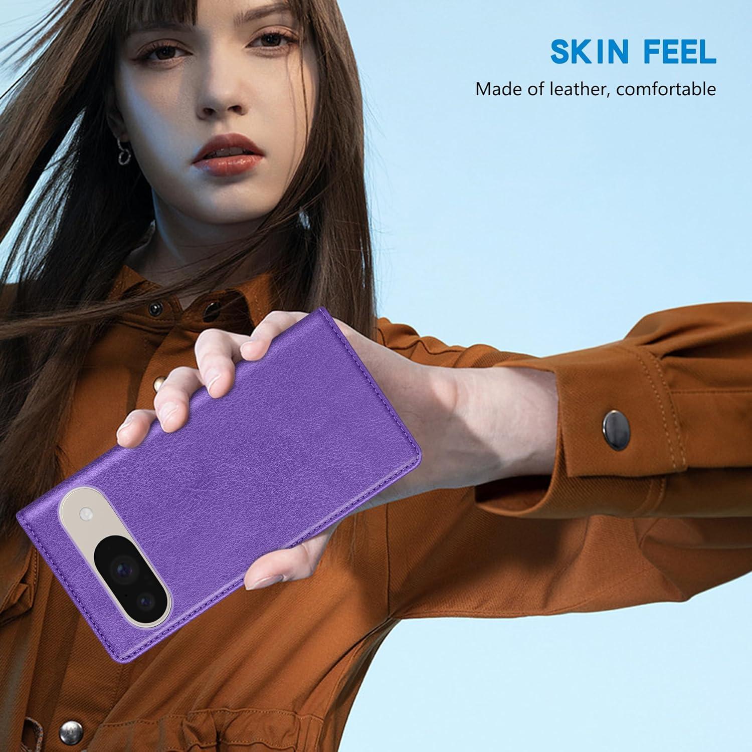 Funda Cartera ZZXX para Google Pixel 9/9 Pro 6.3" RFID Púrpura