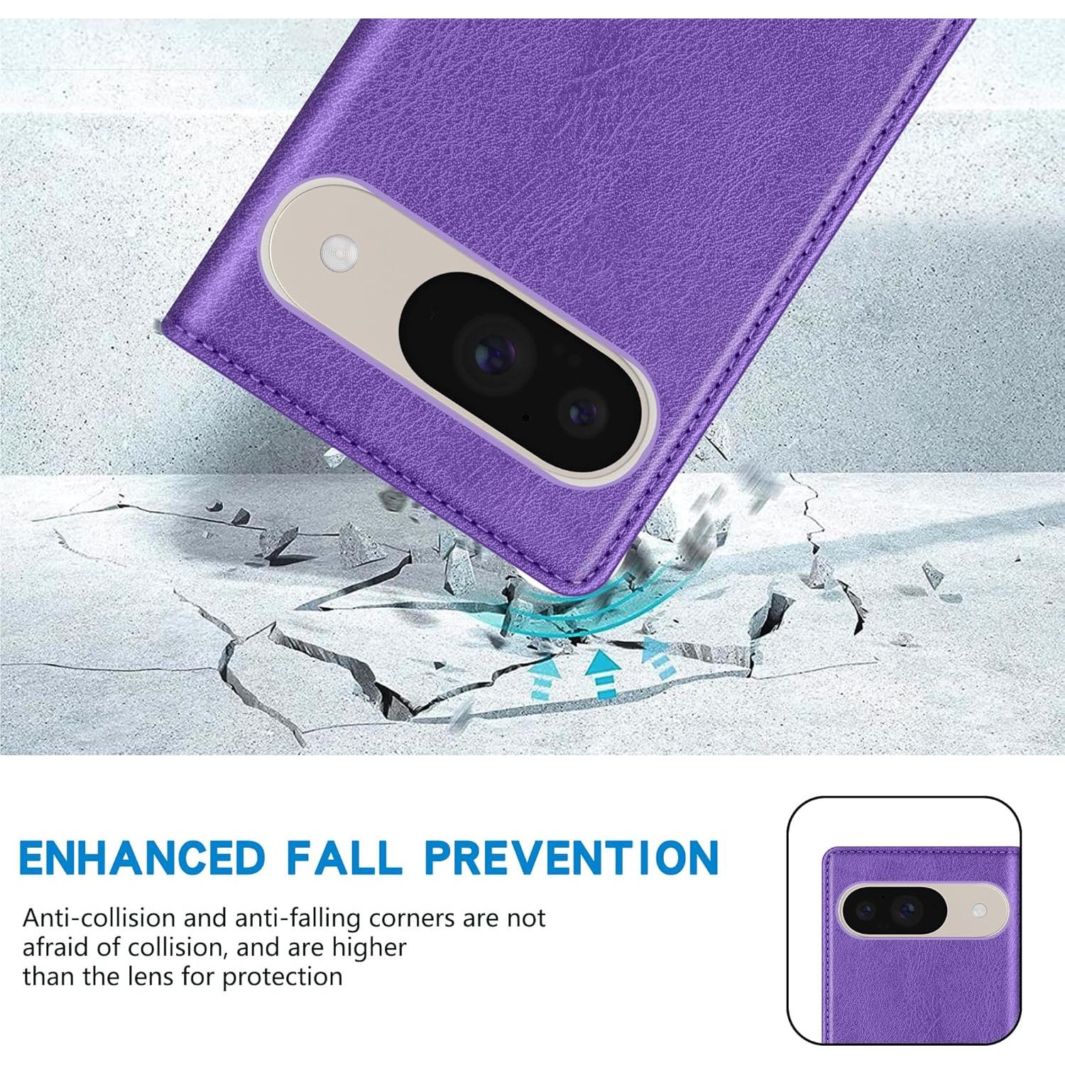 Funda Cartera ZZXX para Google Pixel 9/9 Pro 6.3" RFID Púrpura