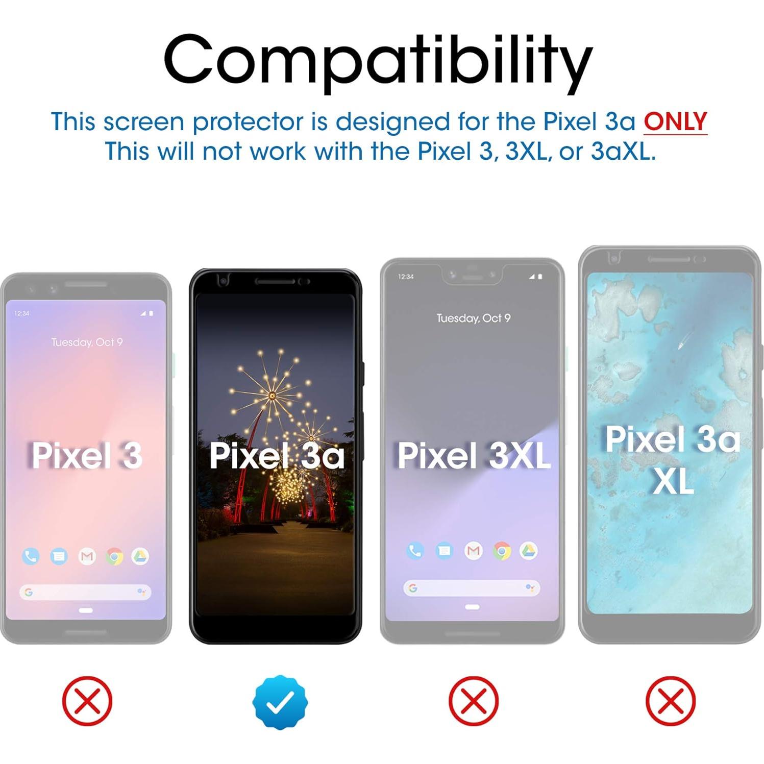 Protector de Pantalla de Vidrio Templado amFilm para Google Pixel 3a - Paquete de 3