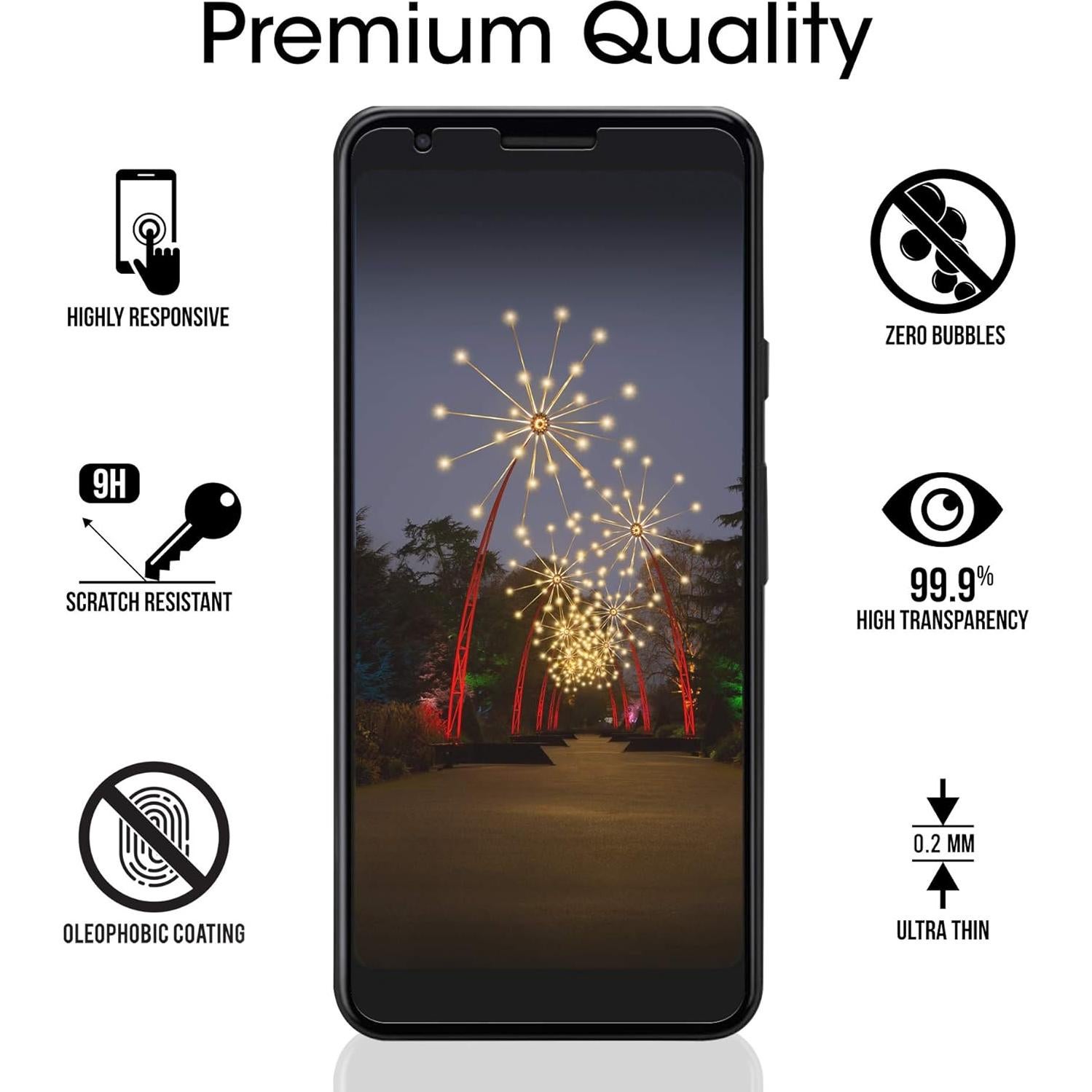 Protector de Pantalla de Vidrio Templado amFilm para Google Pixel 3a - Paquete de 3