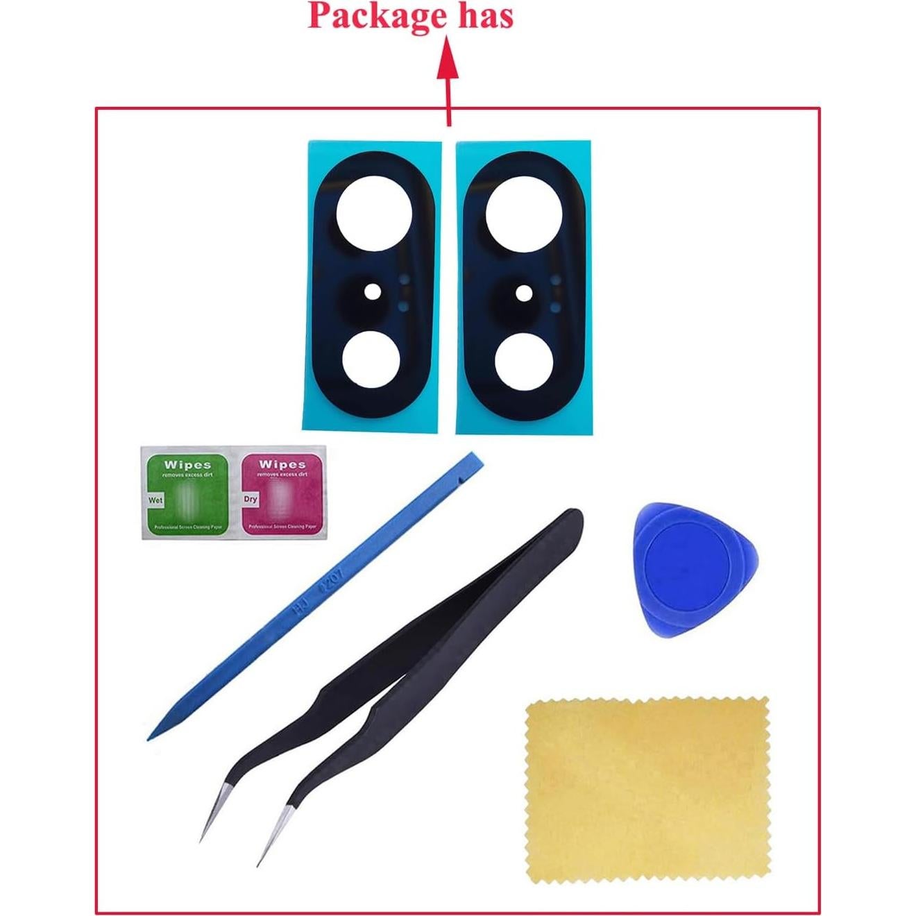 Lente de Cámara Trasera de Repuesto ubrokeifixit para Google Pixel 7 6.3" - 2 Pcs Negro