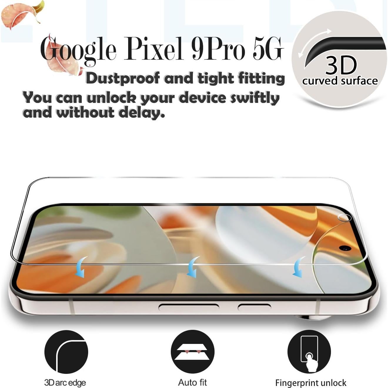 Protector de Pantalla Vidrio Templado YEBF para Pixel 9 Pro