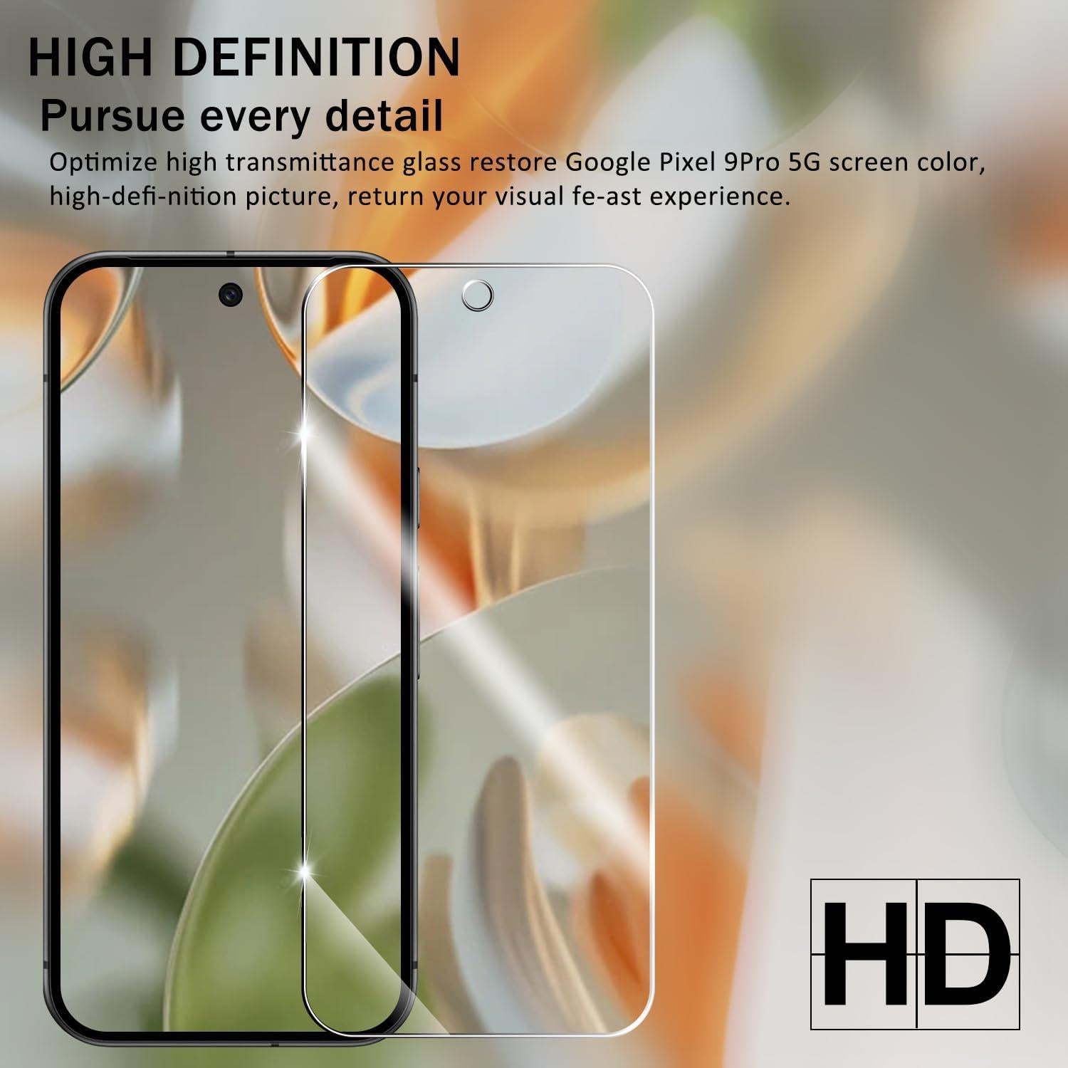 Protector de Pantalla Vidrio Templado YEBF para Pixel 9 Pro