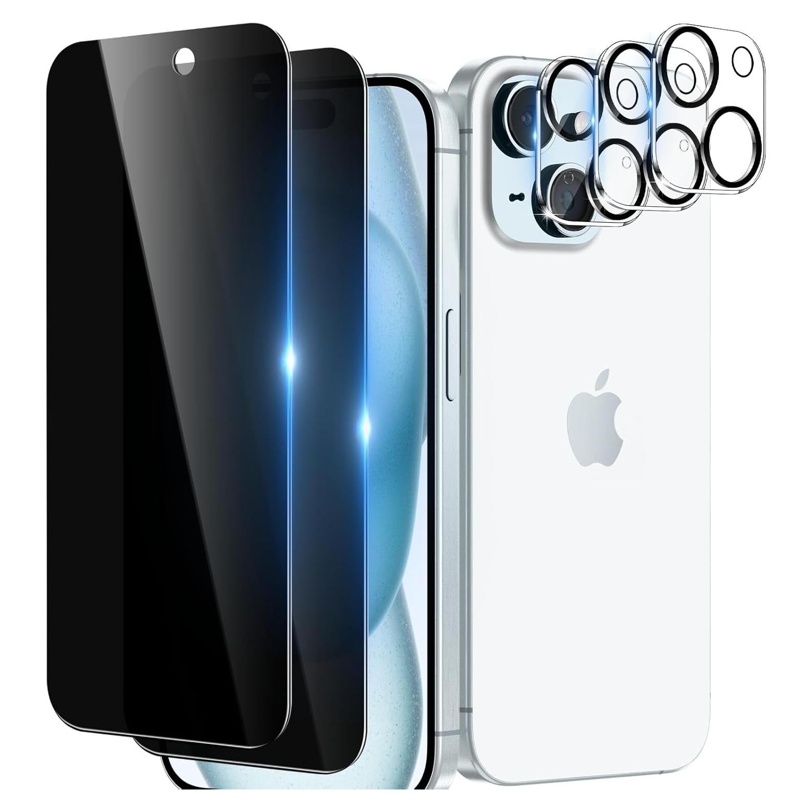 Protector de Pantalla Privada WHPXJY para iPhone 15 - 2+3 Piezas