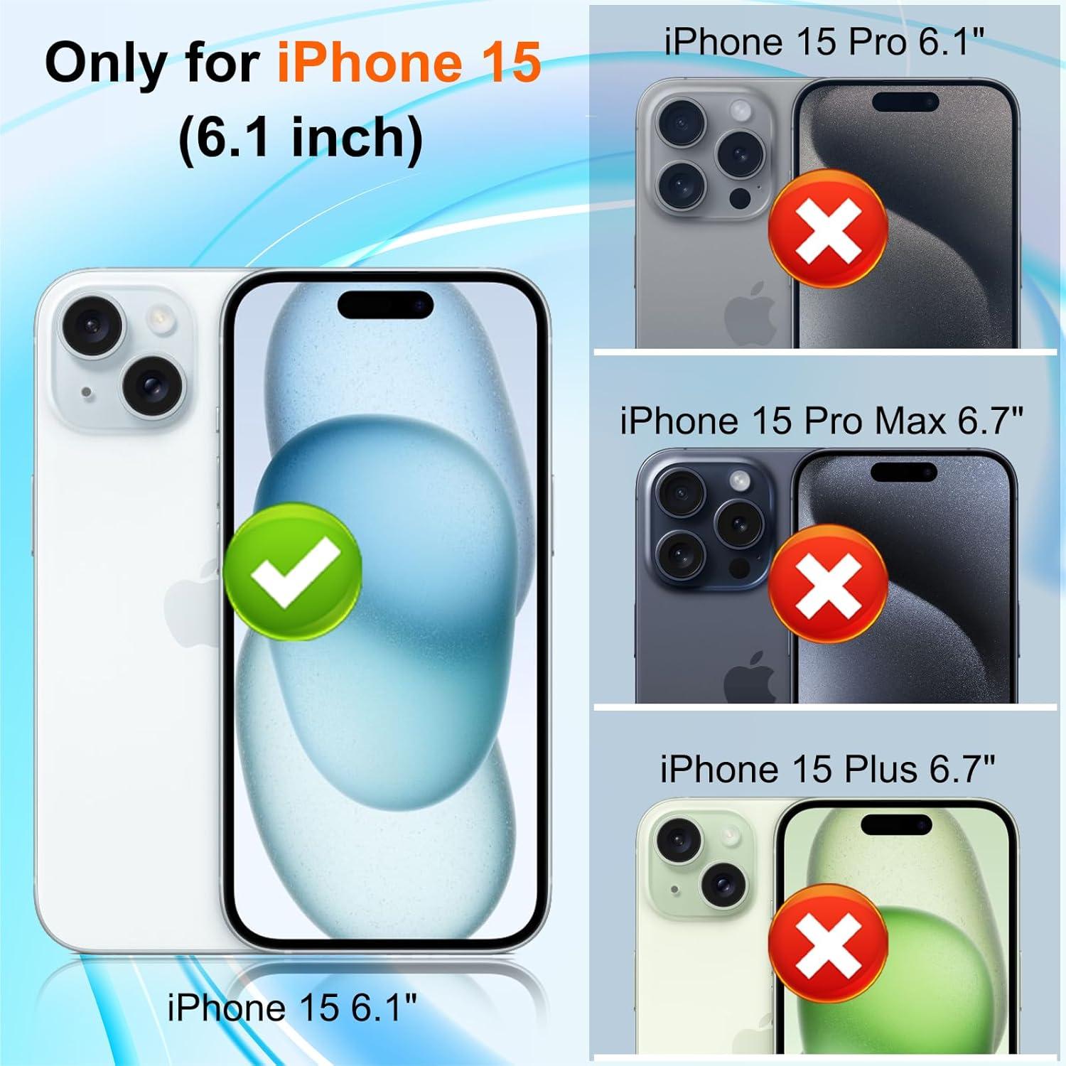 Protector de Pantalla Privada WHPXJY para iPhone 15 - 2+3 Piezas