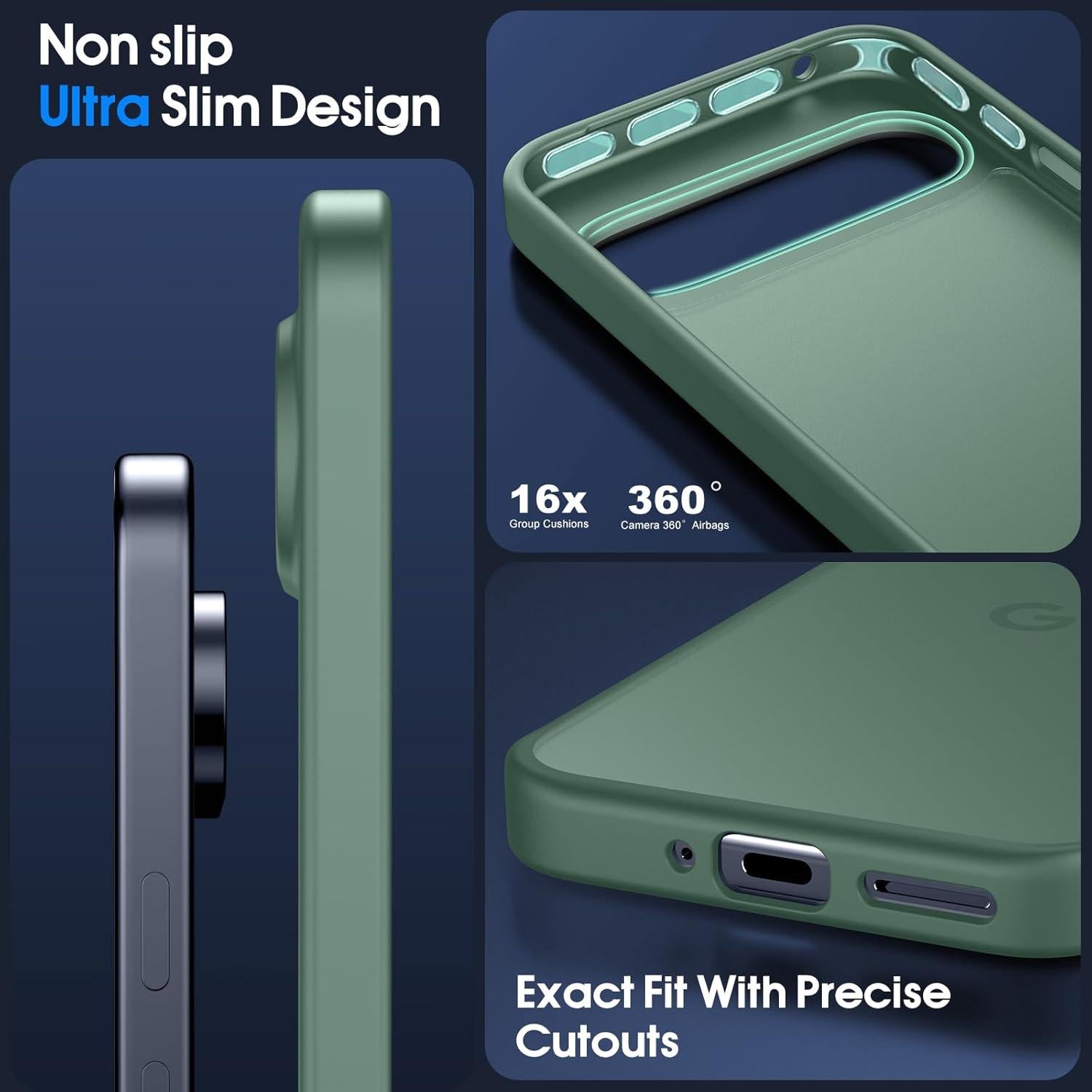 Funda JAME Verde Alpino para Google Pixel 9 Pro XL - Mate Translúcido