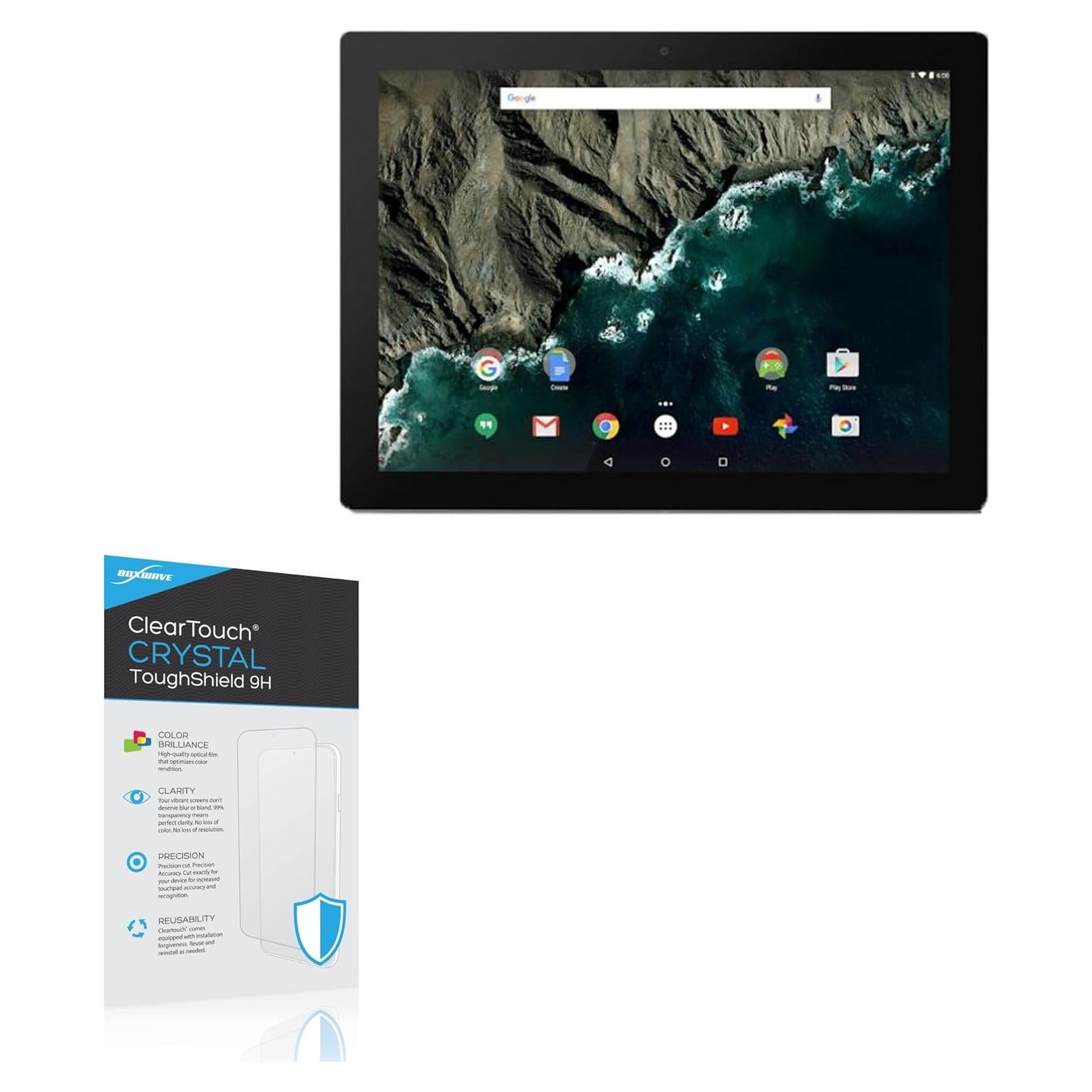 BoxWave Screen Protector Compatible with Google Pixel C - ClearTouch Crystal ToughShield 9H (2-Pack), Clear 9H Tough Flexible Film Screen Protector